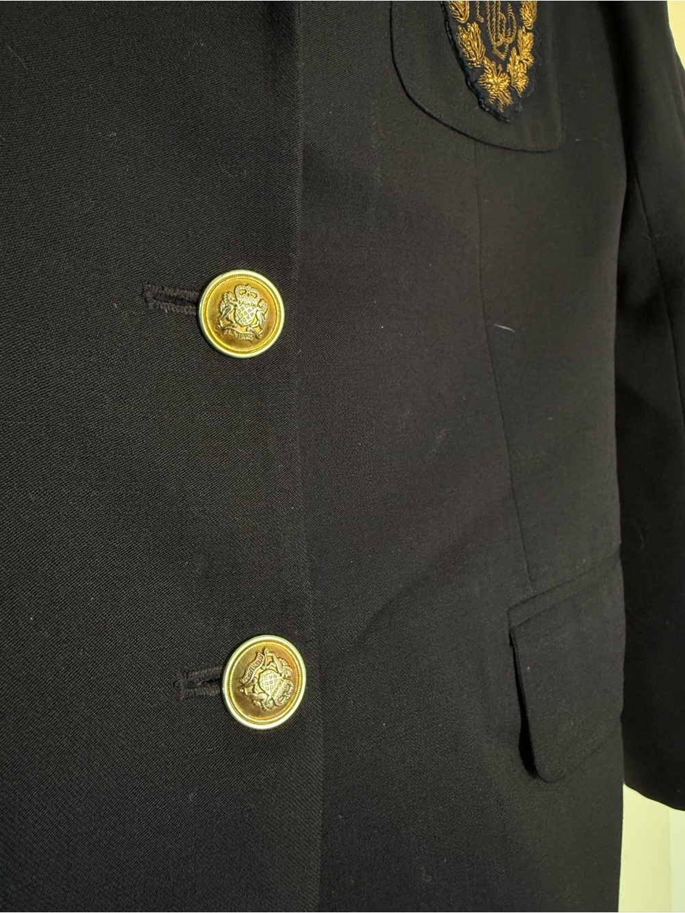 Vintage Ralph Lauren Wool Navy Embroidered Crest Blazer - Picture 5 of 9